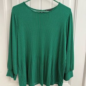 Adrianna Papell Green Polka Dot Blouse